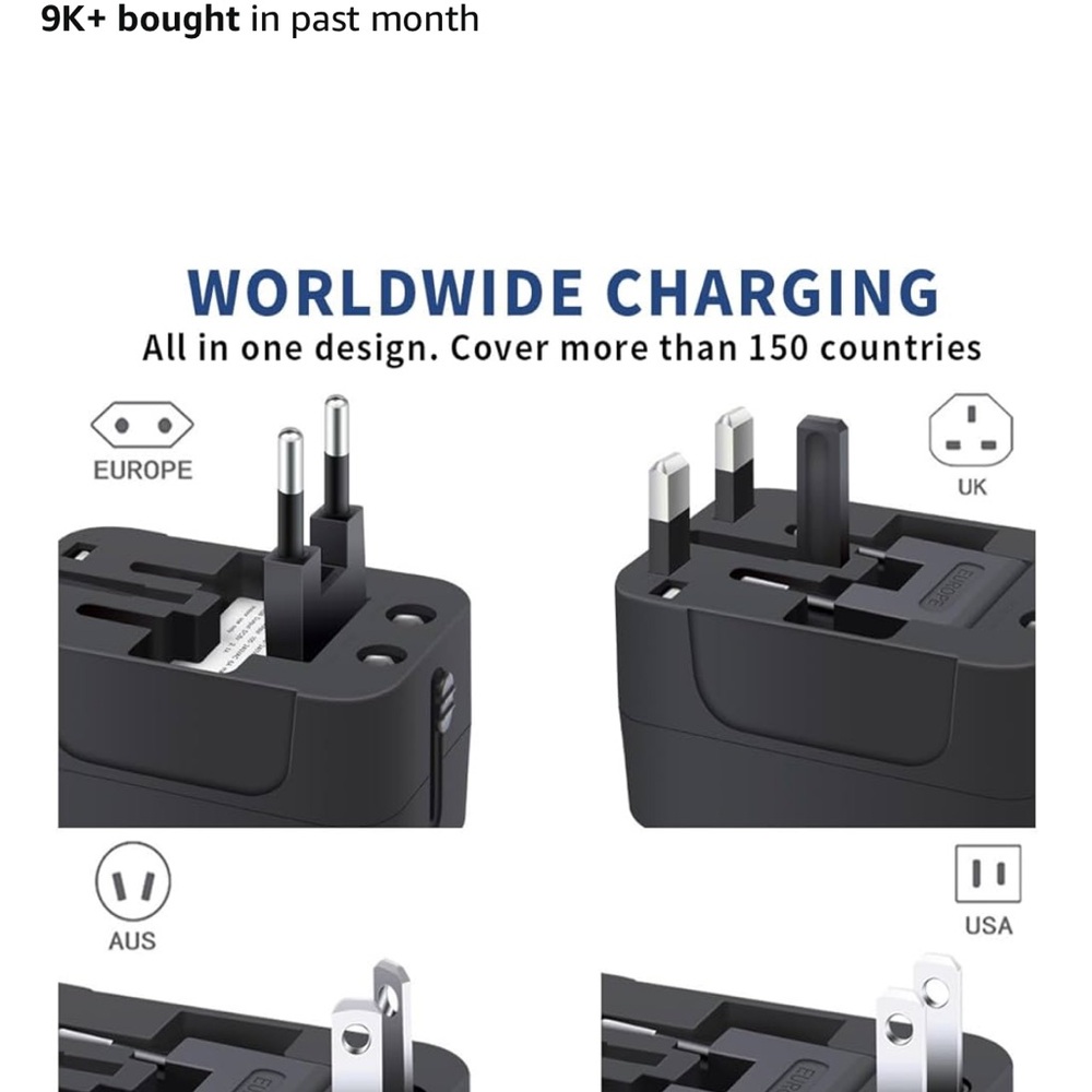Black Travel Universal Adapter - Picture 7 of 11